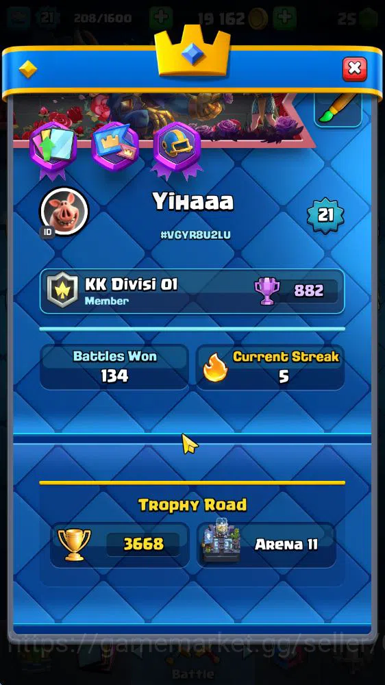 Clash Royale Accounts Midgame Lv 21|Trophy 3668|KTL 8|Limited Skin|Card 67| 2 EVO 2 Legendary 17 Epic 23 Rare 25 2