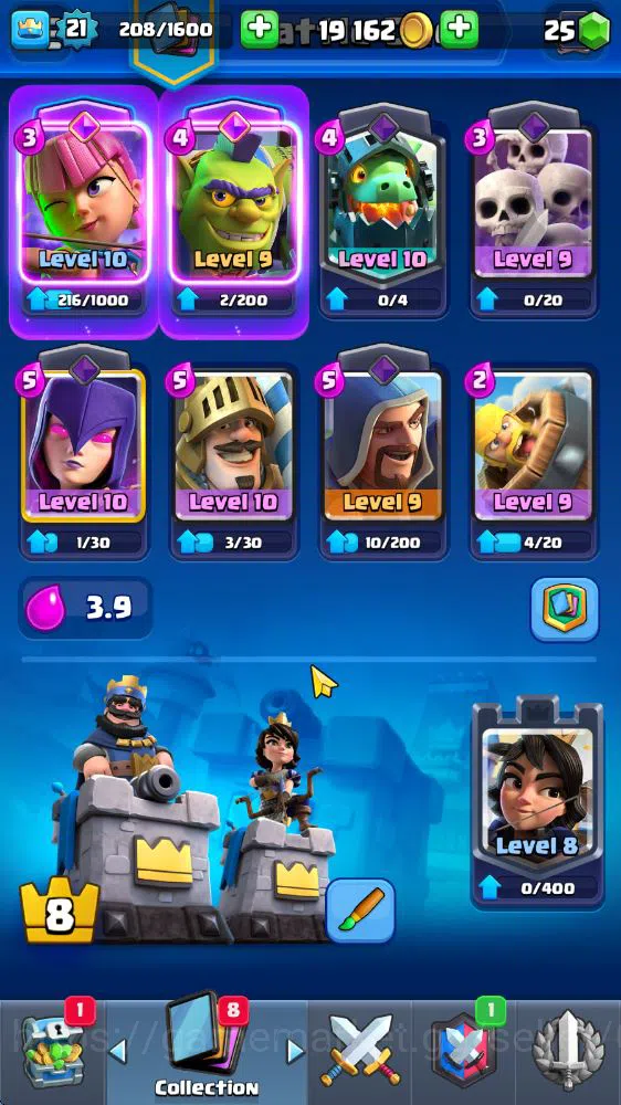 Clash Royale Accounts Midgame Lv 21|Trophy 3668|KTL 8|Limited Skin|Card 67| 2 EVO 2 Legendary 17 Epic 23 Rare 25 3