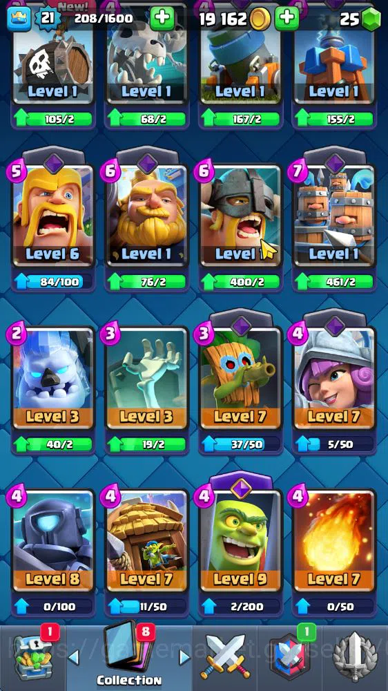 Clash Royale Accounts Midgame Lv 21|Trophy 3668|KTL 8|Limited Skin|Card 67| 2 EVO 2 Legendary 17 Epic 23 Rare 25 7