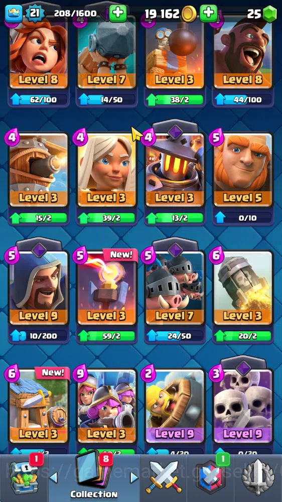 Clash Royale Accounts Midgame Lv 21|Trophy 3668|KTL 8|Limited Skin|Card 67| 2 EVO 2 Legendary 17 Epic 23 Rare 25 8