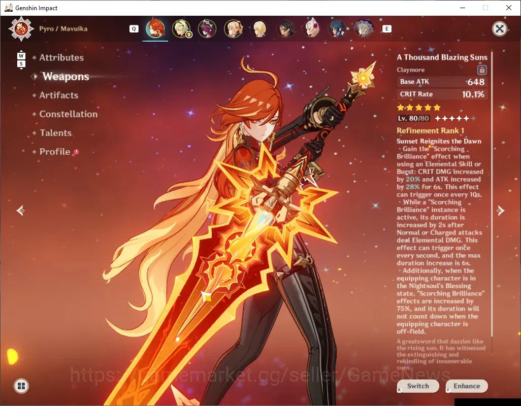 Genshin Impact Accounts ASIA|AR 45|1 Limited + 3 (*5 Weapon)| Mavuika + Si image 3