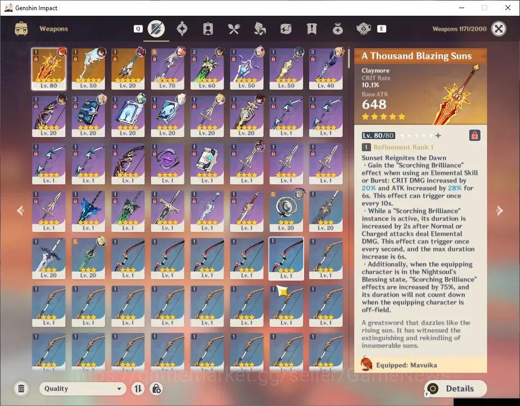 Genshin Impact Accounts ASIA|AR 45|1 Limited + 3 (*5 Weapon)| Mavuika + Si image 4