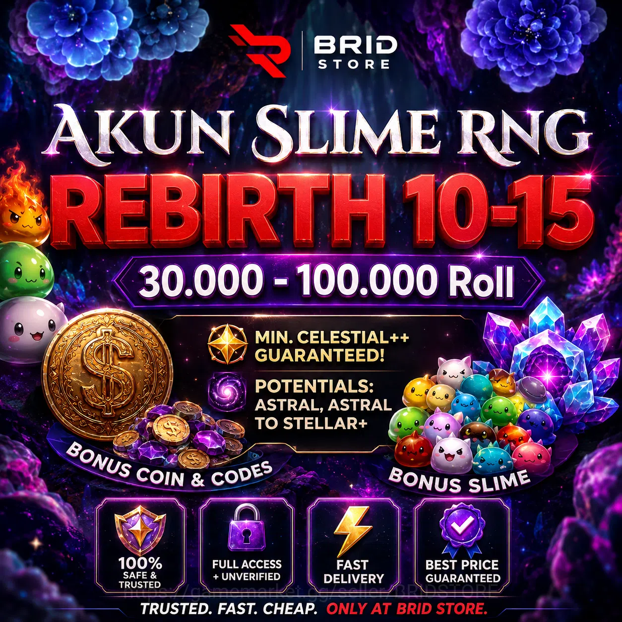 Roblox Accounts Slime RNG | Rebirth 10-15 | 30k-100k Roll | Min. C image 1