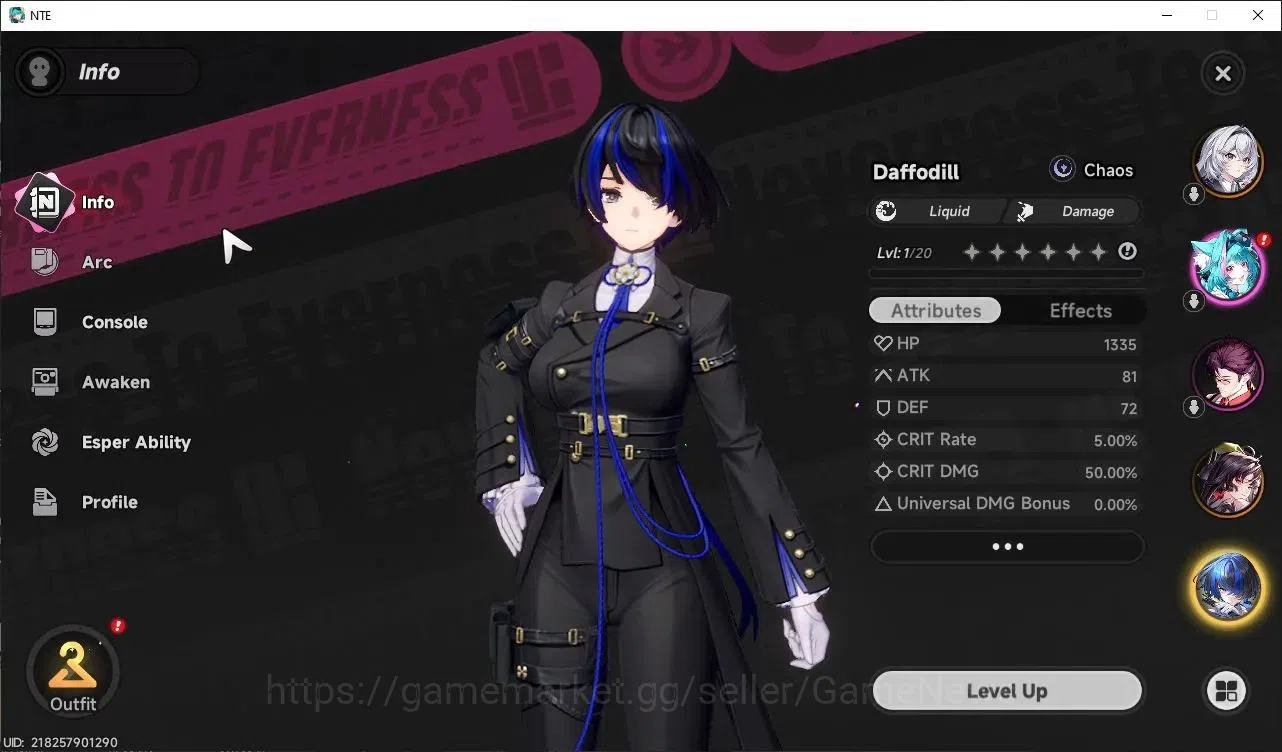 Neverness to Everness Accounts Global NA |HL 3| 2 SSR Hotori, Daffodil + Selector image 2