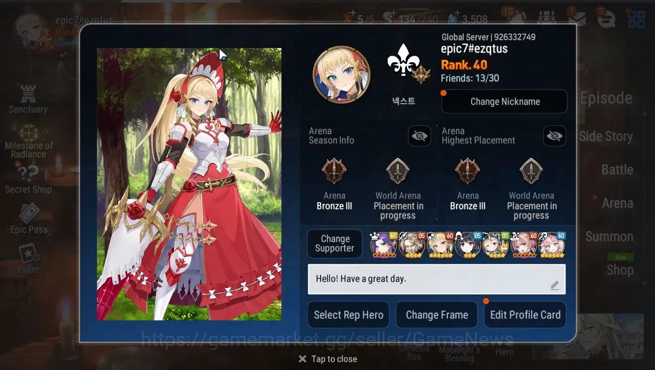 Epic Seven Accounts GLOBAL Unverif|NewEra|4 ML(BHwayoung,Belian,NC Lan image 2