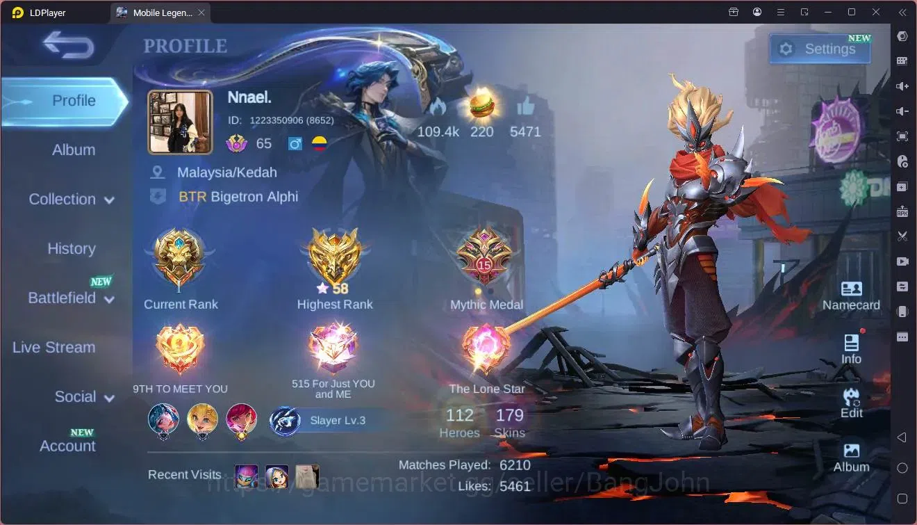 Mobile Legends: Bang Bang Accounts Global |Hero 112|Skin 179|Expert|KOF Karina|Luckyb image 1