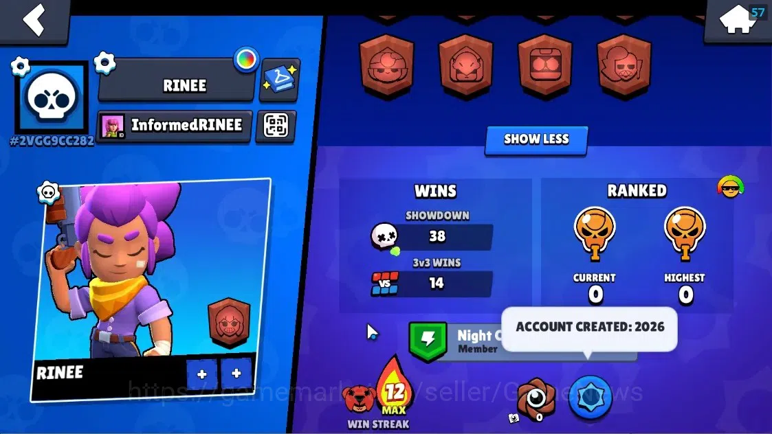 Brawl Stars Accounts 847 Trophy|14 Brawlers 1 Max Lvl Full Buffies Edgar|1 Super Rare Skin (Ash Boy)|8800 Bling|CN 3