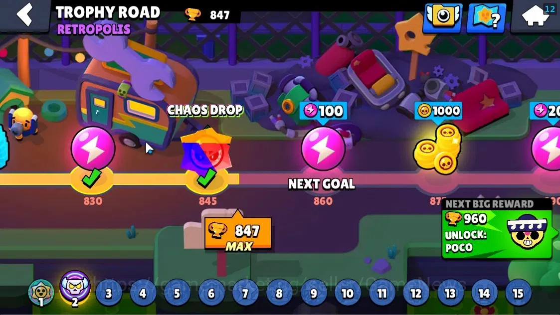 Brawl Stars Accounts 847 Trophy|14 Brawlers 1 Max Lvl Full Buffies Edgar|1 Super Rare Skin (Ash Boy)|8800 Bling|CN 5