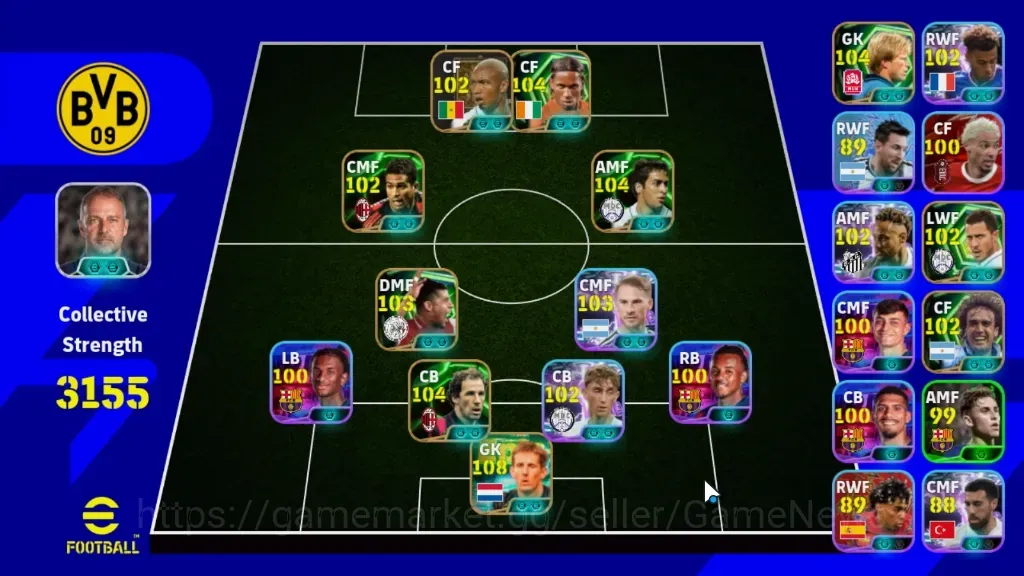 eFootball Accounts Legends & Iconic Players Android|Power 3155|12Epic Edwin van der Sar,Franco Baresi,Didier 1