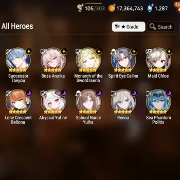 Epic Seven Accounts High-End GLOBAL UnVerif|NewEra|10 ML(BArunka,School Nurse Yulha,Monarch,Renoa,etc)+Haru+Art,UP