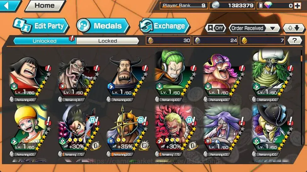 One Piece Bounty Rush Accounts Global |PR 9|EX 4|Gol D. Roger Lv.1/60,S-Snake Lv. image 5