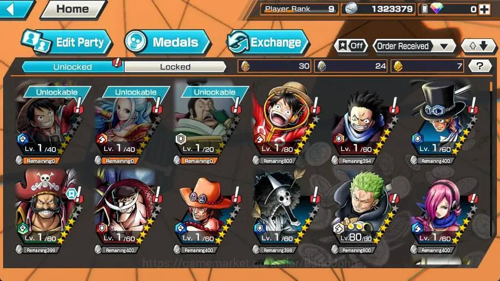 One Piece Bounty Rush Accounts Global |PR 9|EX 4|Gol D. Roger Lv.1/60,S-Snake Lv. image 6