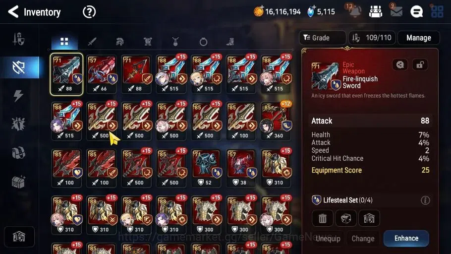 Epic Seven Accounts High-End GLOBAL Unverif|New Era|5 ML(Salome,Har Setti,US Choux,DB Senya,NC Landy)+Setsuka,Etc|PoH 10