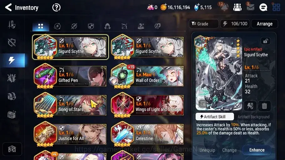 Epic Seven Accounts High-End GLOBAL Unverif|New Era|5 ML(Salome,Har Setti,US Choux,DB Senya,NC Landy)+Setsuka,Etc|PoH 11