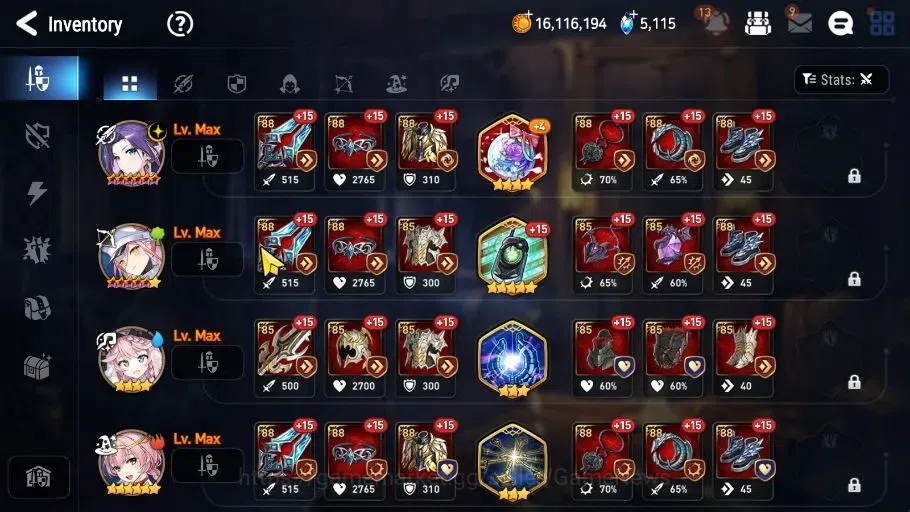 Epic Seven Accounts High-End GLOBAL Unverif|New Era|5 ML(Salome,Har Setti,US Choux,DB Senya,NC Landy)+Setsuka,Etc|PoH 9