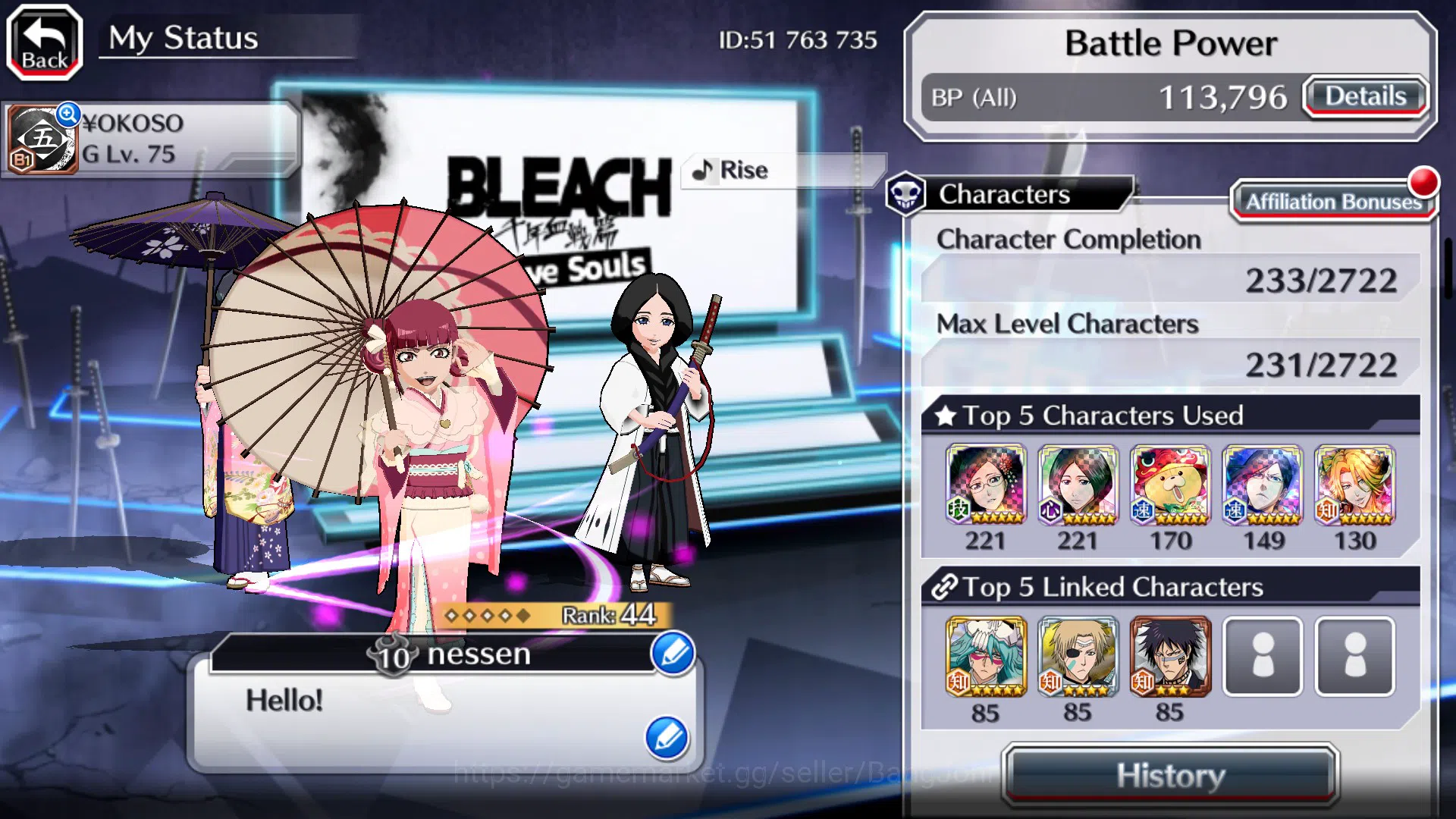 Bleach: Brave Souls Accounts Others GLOBAL]11K Orb+Fresh All Story|Riruka+Nanao JapanParasol,KonPollGratitude,Etc|KlabID 3