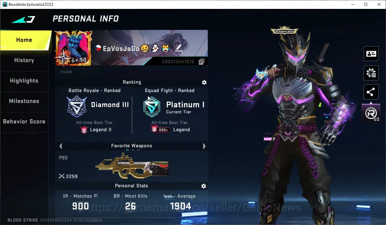 Blood Strike Accounts ASIA|Eternal DEagle Scorpius|Melee Talon Knife San image 2