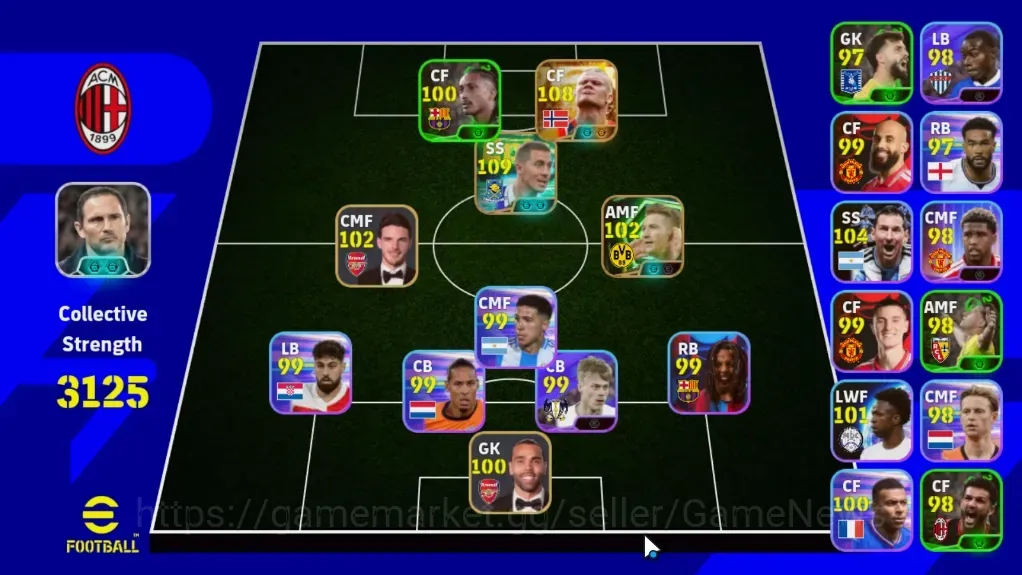 eFootball Accounts Legends & Iconic Players Android|Big Time Erling Haaland '26|Epic Eden Hazard,Marco Reus|Show Time Lionel 1