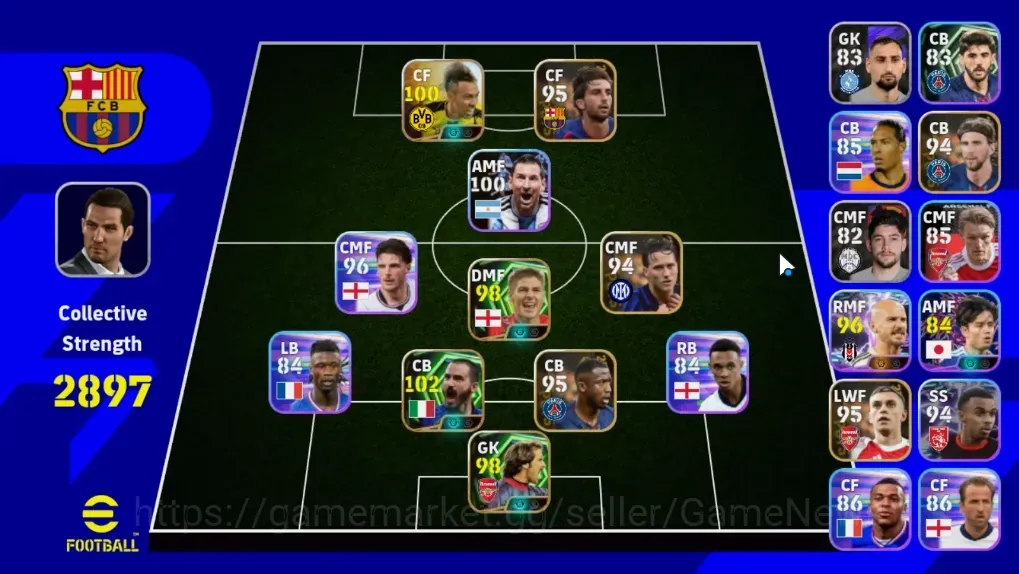 eFootball Accounts Legends & Iconic Players Android|Power 2897|Collab Naruto(P.E Aubameyang),Epic Leonardo Bonucci,Steven 1