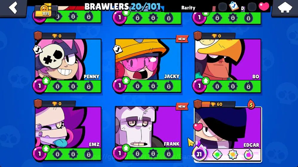 Brawl Stars Accounts 115 Trophy|20 Brawlers 2 Max Lv / 4 Myth | 2 Myth Skin [Brother Bo,Thief Edgar] 4 Epic 1 Super Rare 8