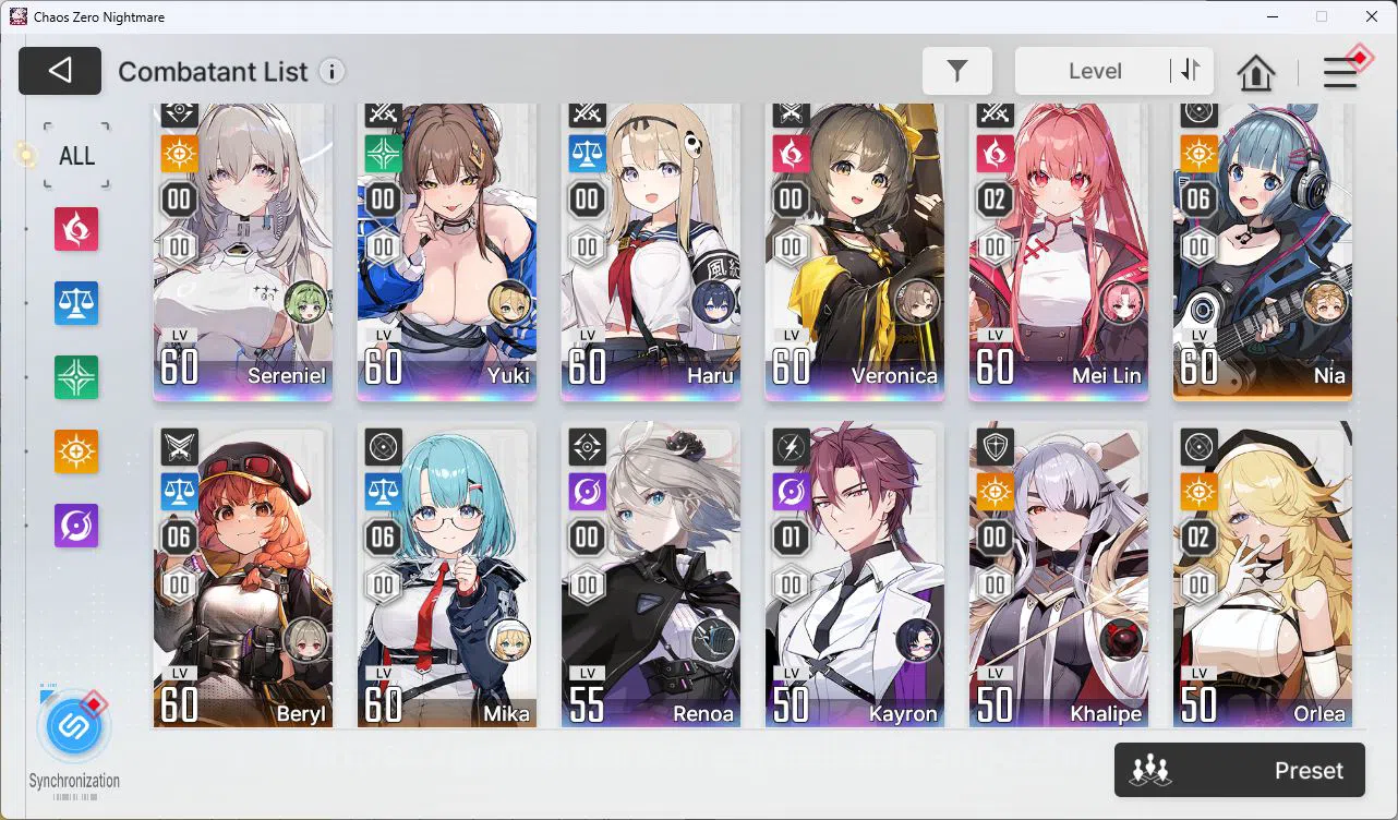 Chaos Zero Nightmare Accounts ASIA LV55 21SSR Serenial+Sign Meilin E2+Sign Haru+ image 16