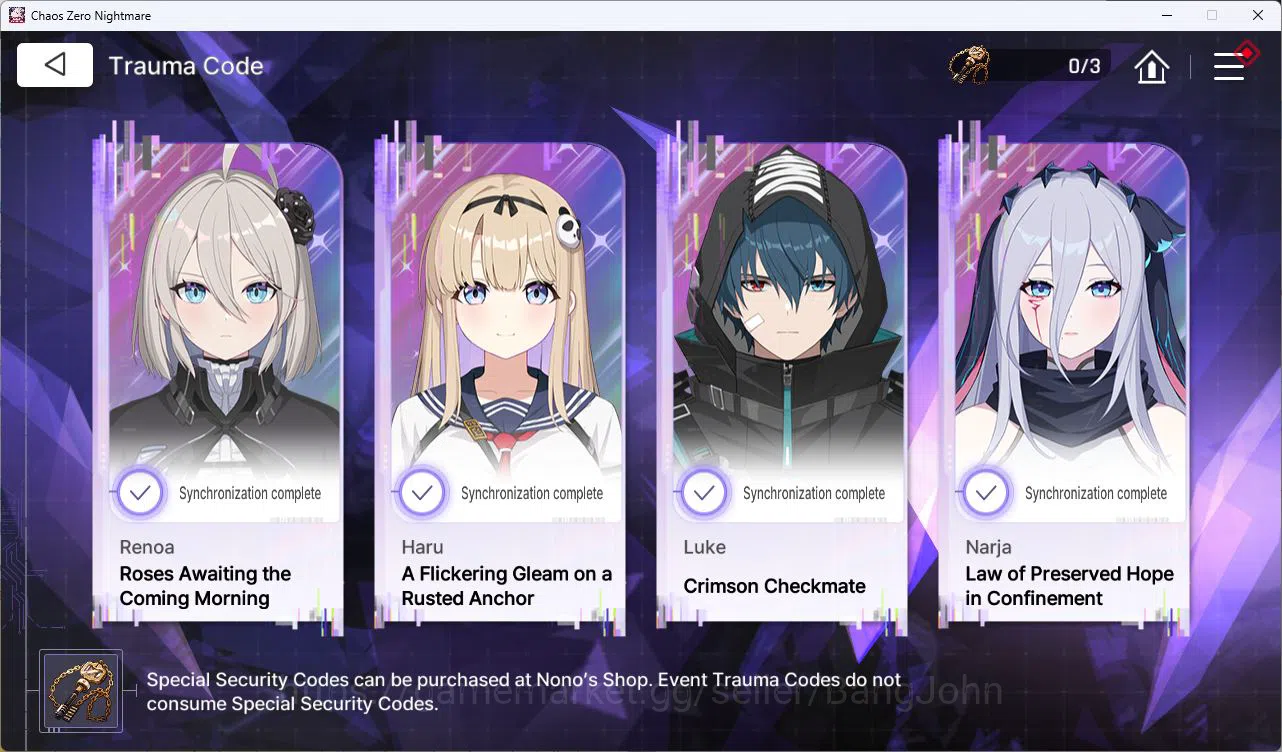 Chaos Zero Nightmare Accounts ASIA LV55 21SSR Serenial+Sign Meilin E2+Sign Haru+ image 7