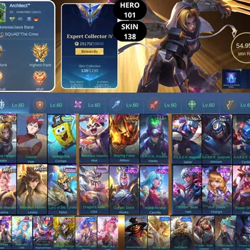 Mobile Legends: Bang Bang Accounts Smurf BEST OFFER | HERO 101 | SKIN 138 | NATALIA COLLECTOR | VALE NARUTO | CYCLOPS