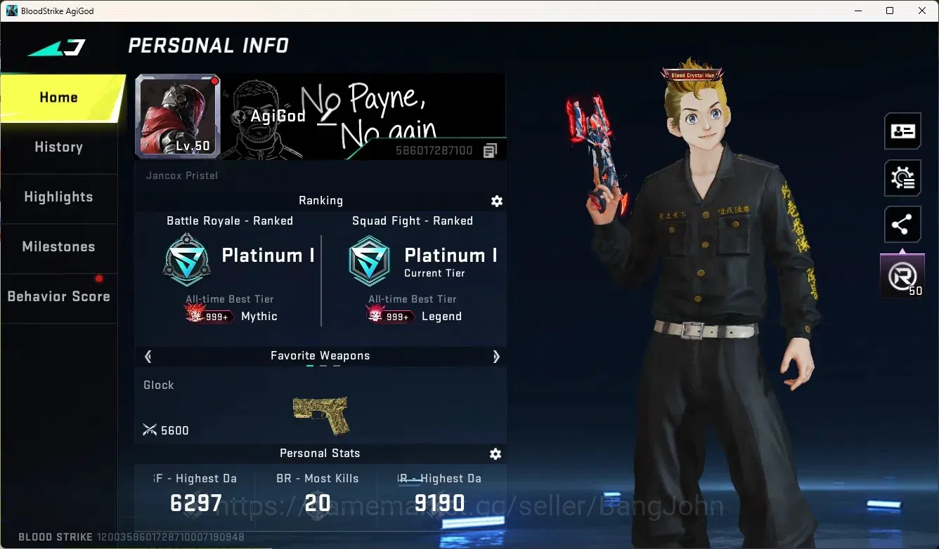 Blood Strike Accounts Collab Skin ASIA|3 Eternal Gun:M4A1-Blight'sEmbrace,M82-Pumpknight,DesertEagle|6 Collab Gun|4 Limited 1