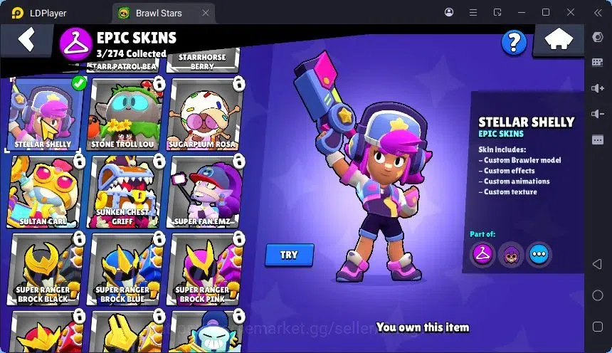 Brawl Stars Accounts Trophy 329|7 Brawler|2 Hypercharge(Elprimo,Edgar)|1Mythic(Otis),3Epic(Edgar,Shelly D,S Shelly)|Proteck 10