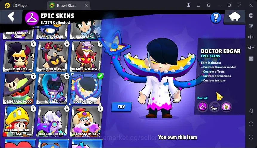 Brawl Stars Accounts Trophy 329|7 Brawler|2 Hypercharge(Elprimo,Edgar)|1Mythic(Otis),3Epic(Edgar,Shelly D,S Shelly)|Proteck 8