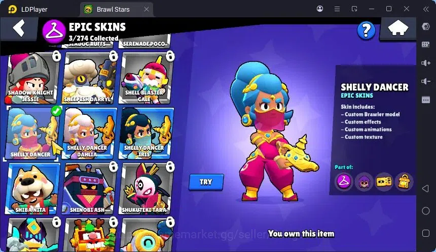 Brawl Stars Accounts Trophy 329|7 Brawler|2 Hypercharge(Elprimo,Edgar)|1Mythic(Otis),3Epic(Edgar,Shelly D,S Shelly)|Proteck 9