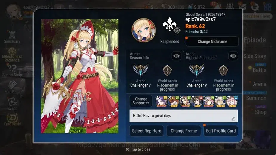 Epic Seven Accounts High-End Global Unverif | 15 ML(EIlynav,LOTScales,DBSenya,LWPeira,USChoux,DDRay,Etc.)|SS 9.8K|Stigma 1