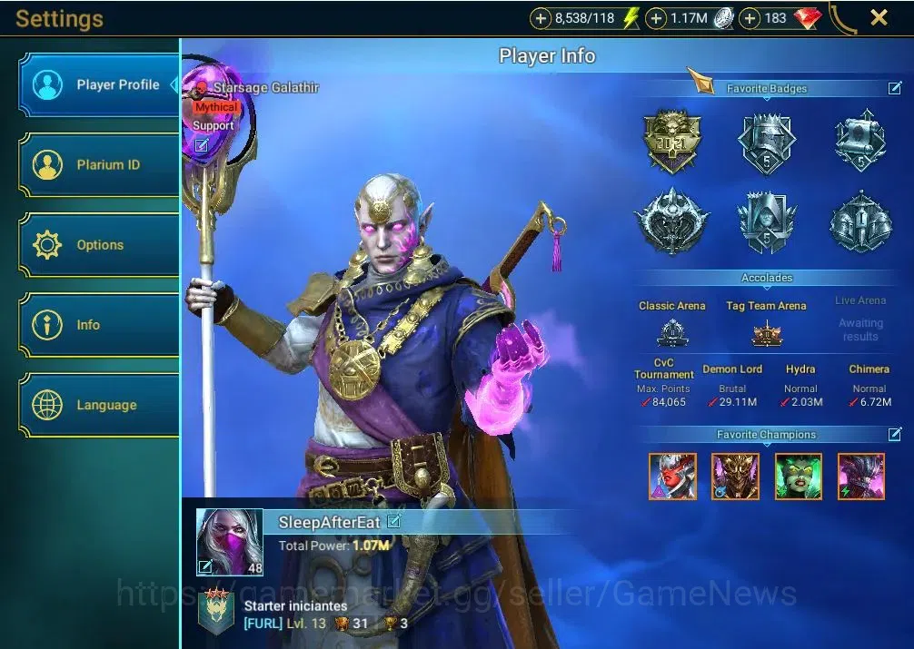 Raid: Shadow Legends Accounts Lv 48|1.07M Power|1 Mythical (Galathir)|21 Legend( image 2