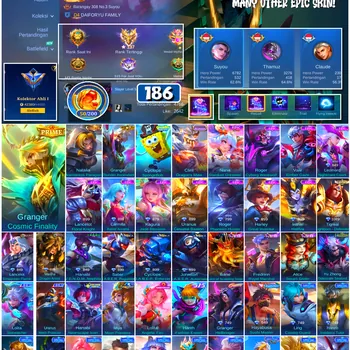 Mobile Legends: Bang Bang Accounts #4586 186 Skins | Cyclops SpongeBob (SPONGEBOB) | Natalia Warrioress Paragon (COLLECTOR