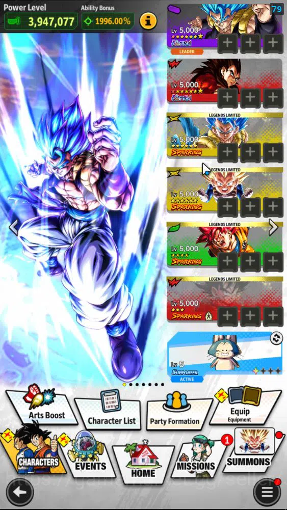 Dragon Ball Legends Accounts Mid-Tier 273M Total Power|LV156|3 UL+ 20 LL|SS God SS Gogeta,SS 4 Vegeta,SS 2