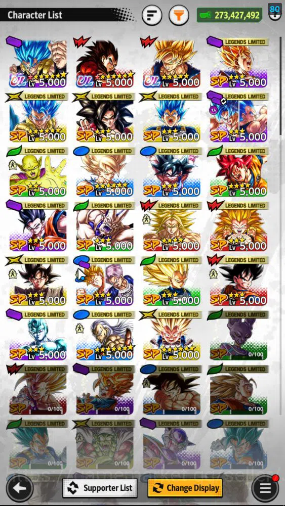Dragon Ball Legends Accounts Mid-Tier 273M Total Power|LV156|3 UL+ 20 LL|SS God SS Gogeta,SS 4 Vegeta,SS 3