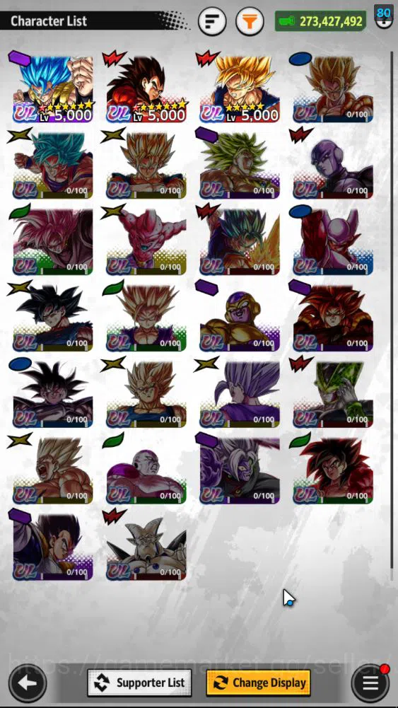 Dragon Ball Legends Accounts Mid-Tier 273M Total Power|LV156|3 UL+ 20 LL|SS God SS Gogeta,SS 4 Vegeta,SS 4