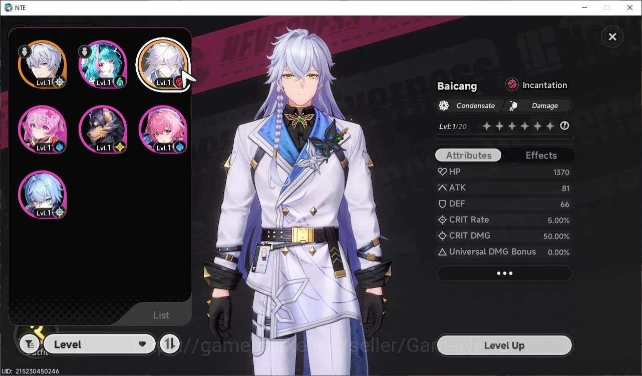 Neverness to Everness Accounts GLOBAL NA|HL 3|1 SSR| Baicang + Sign |2 SSR Selector On|5 SR|Orchid Breeze Glider+Hotori 1