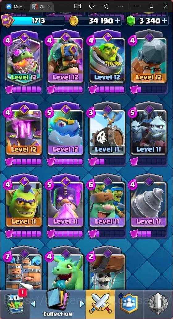 Clash Royale Accounts Mobile|CL 1713|KTL 16|Trophy 12266|121 Cards|11 Ma image 12