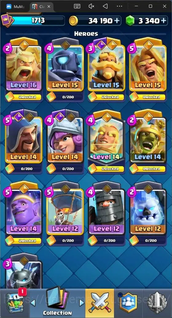 Clash Royale Accounts Mobile|CL 1713|KTL 16|Trophy 12266|121 Cards|11 Ma image 13