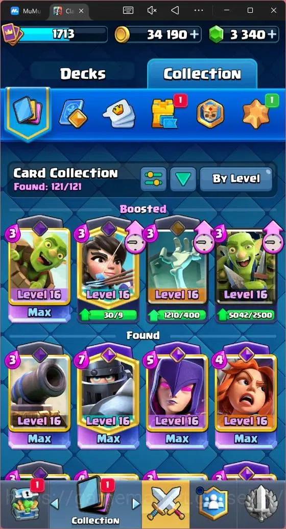 Clash Royale Accounts Mobile|CL 1713|KTL 16|Trophy 12266|121 Cards|11 Ma image 7