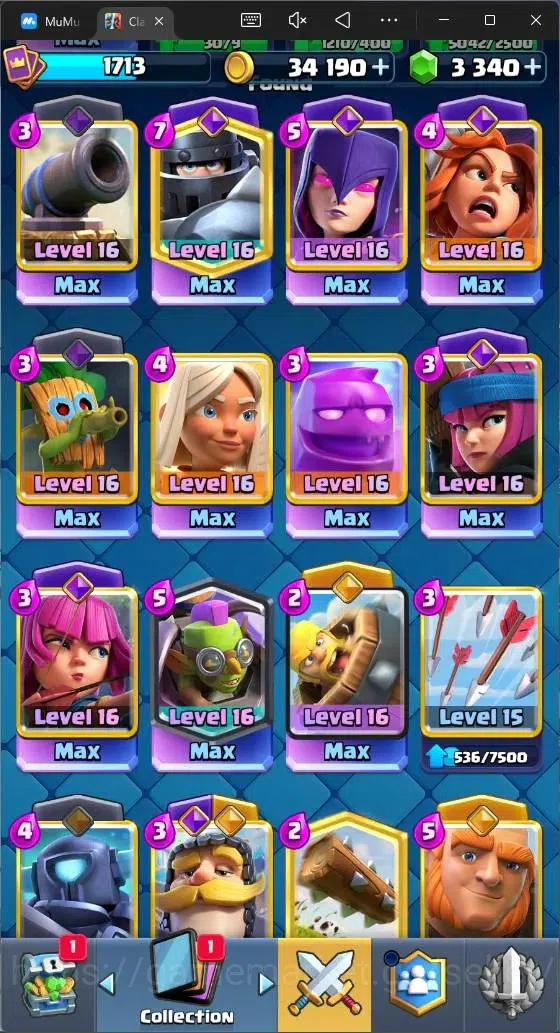 Clash Royale Accounts Mobile|CL 1713|KTL 16|Trophy 12266|121 Cards|11 Ma image 8