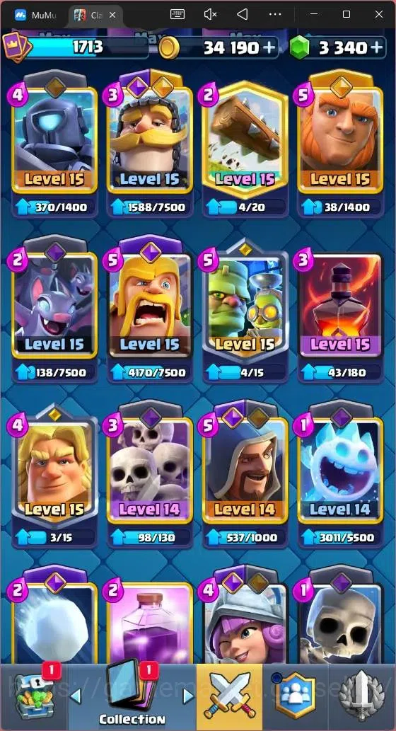 Clash Royale Accounts Mobile|CL 1713|KTL 16|Trophy 12266|121 Cards|11 Ma image 9