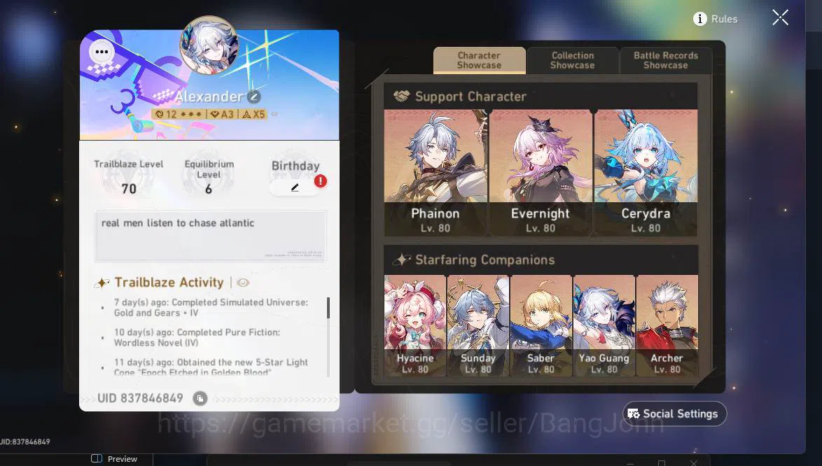 Honkai Star Rail Accounts ASIA | TL 70| TL 13|Phainon, Evernight, Cerydra, H image 5