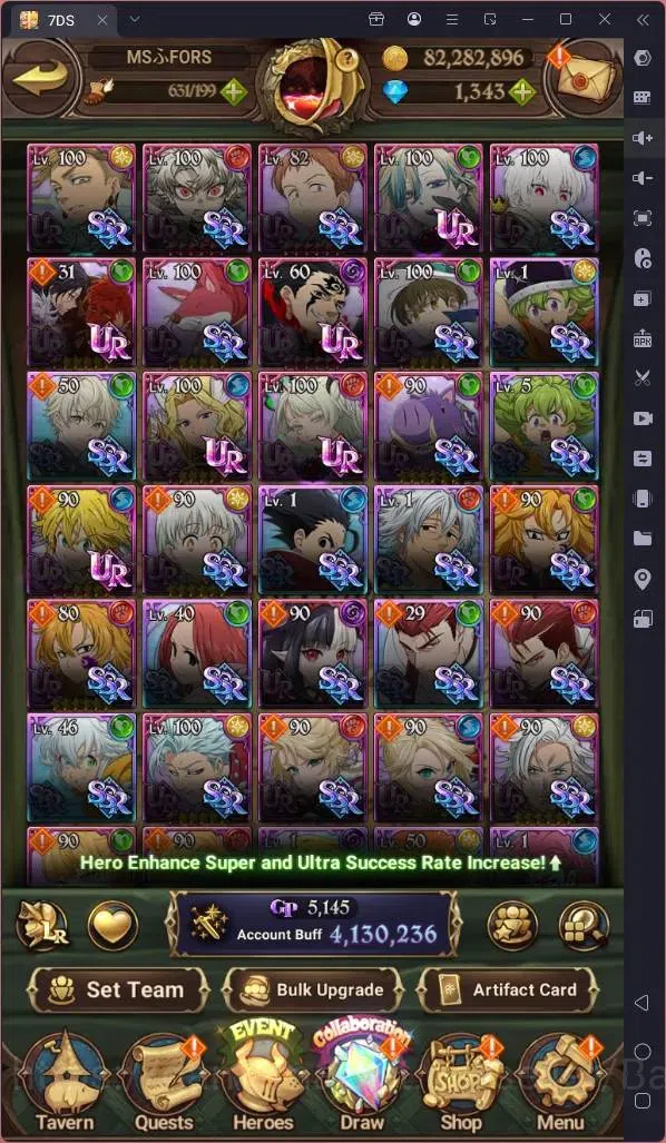 The Seven Deadly Sins: Grand Cross Accounts Endgame ASIA|4.1M Power|1343 DM|103 LS|UR NSalos 2/6,Menor 1/6,ODK 2/6 5