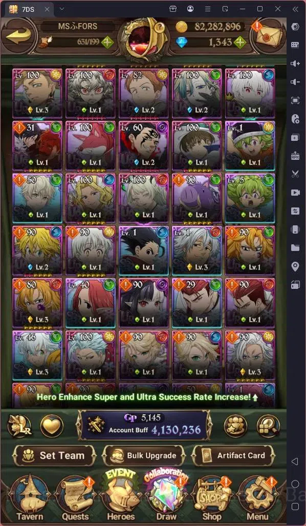 The Seven Deadly Sins: Grand Cross Accounts Endgame ASIA|4.1M Power|1343 DM|103 LS|UR NSalos 2/6,Menor 1/6,ODK 2/6 6