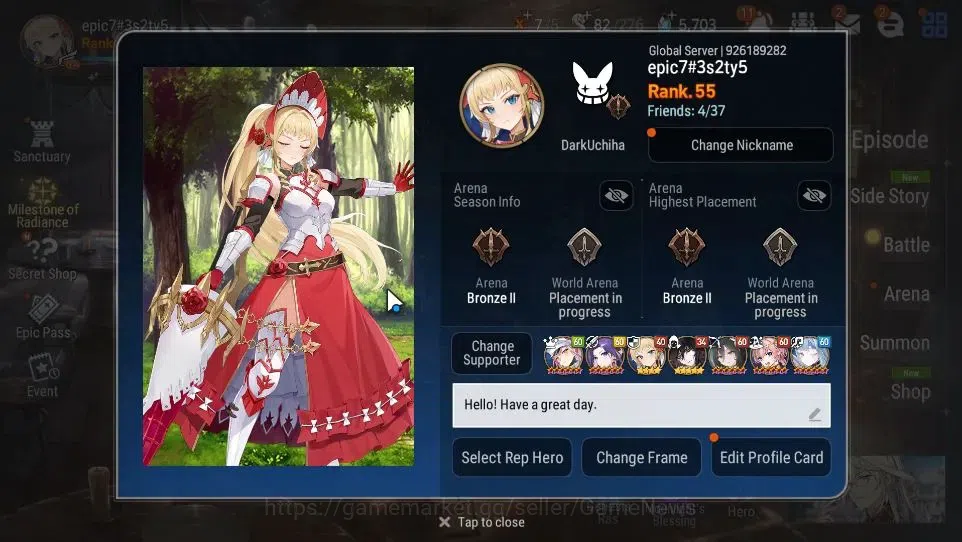 Epic Seven Accounts GLOBAL Unverif|NewEra|9 ML(BArunka,LOTScales,DB Se image 2