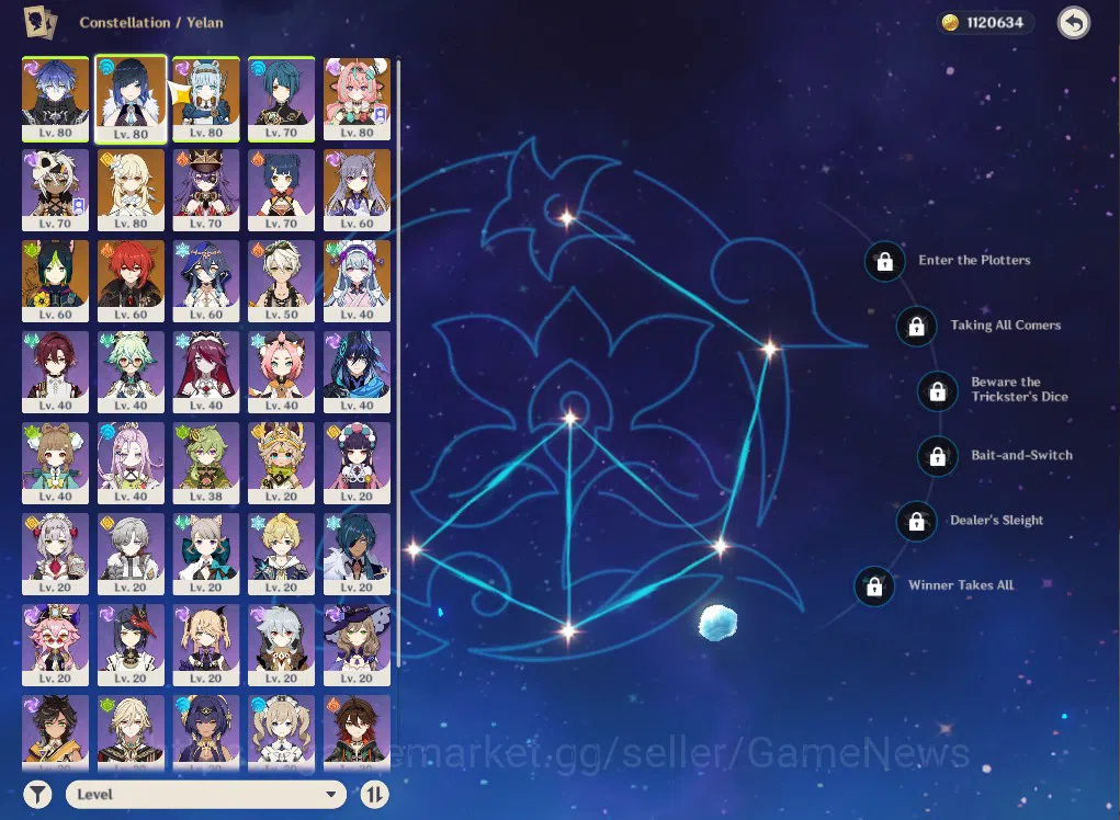 Genshin Impact Accounts Mid Game ASIA|AR55|PreamTeam Flins|4Limited+34(*4Character)|Innefa,Yelan,Varesa|1Skin|McFeMale|Take 4