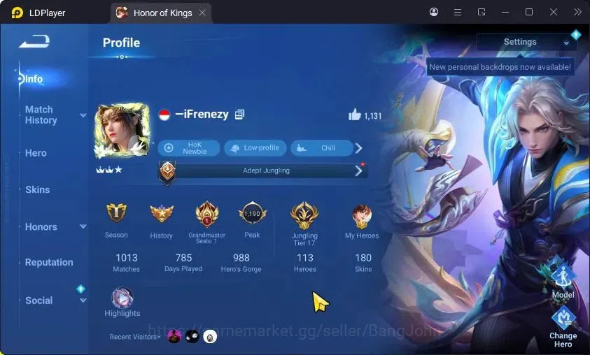 Honor of Kings Accounts Rare Skin Global|113H 180S|SaintSeiya:Dharma|2 1