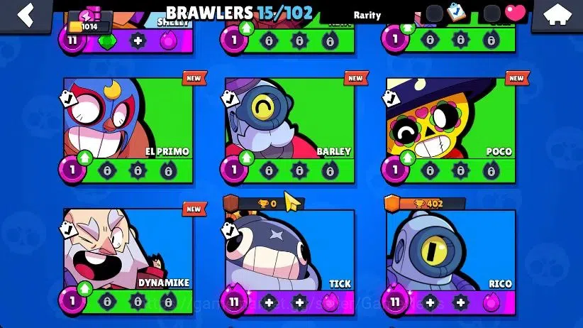 Brawl Stars Accounts 1014 Trophy|15 Brawlers 3 Max Lvl [Rico,Tick,Shelly]|1 Epic Skin [Dr Edgar] 1 SR [Sherif Shelly]|60 5
